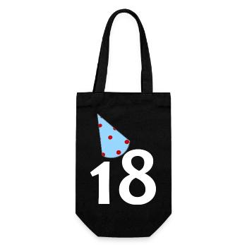 tolle Prints, 18 Geburtstagshütchen - Geschenkbeutel für Flaschen - Schwarz - Vorne