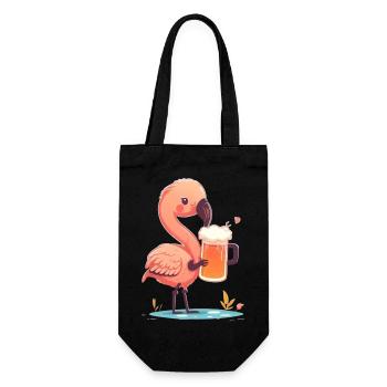 Sweet funny flamingo with beer - Gift Bag for Bottles - black - Front