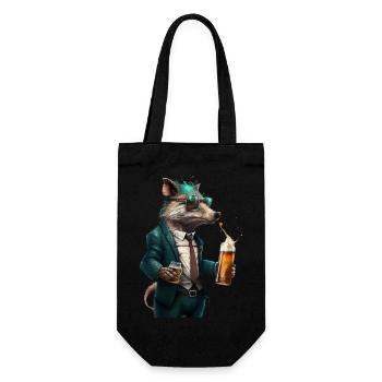 Cool animal with BIer. Style and alcohol - Gift Bag for Bottles - black - Front