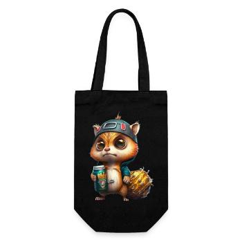 Cool and cute skirt squirrel with beer - Gift Bag for Bottles - black - Front