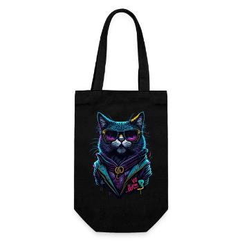 Cyber cool Cat - Geschenkbeutel für Flaschen - Schwarz - Vorne