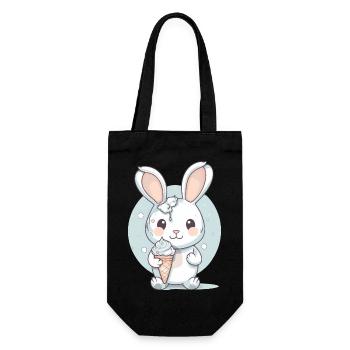 Sommerlicher Genuss: Hase mit Eis - Geschenkbeutel für Flaschen - Schwarz - Vorne