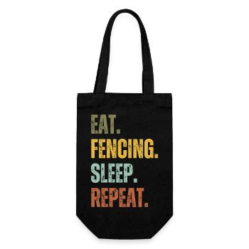 EAT FENCING SLEEP REPEAT - Gift Bag for Bottles - black - Front
