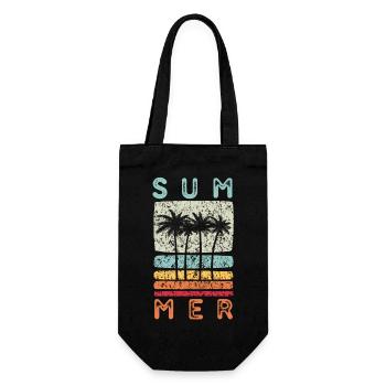 Retro summer palm tree - Gift Bag for Bottles - black - Front