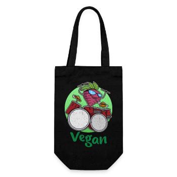 Schlagzeug Rettich Garten Salat Veganer Vegan - Geschenkbeutel für Flaschen - Schwarz - Vorne