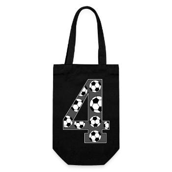 4th Birthday Football Grey - Gift Bag for Bottles - black - Front