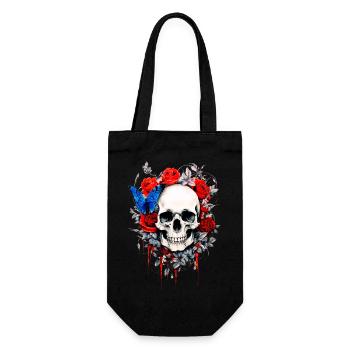Crâne avec des roses - Sac à bouteille - noir - Devant