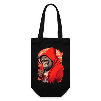 Gorilla mit rotem Hoody - Geschenkbeutel für Flaschen - Schwarz - Vorne