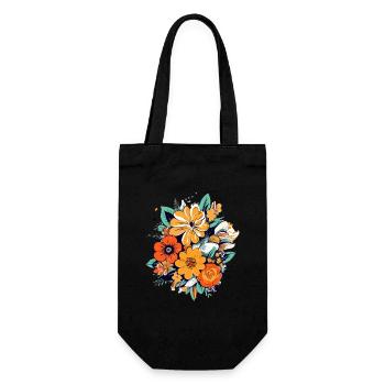 Bouquet of flowers type 70s - Gift Bag for Bottles - black - Front