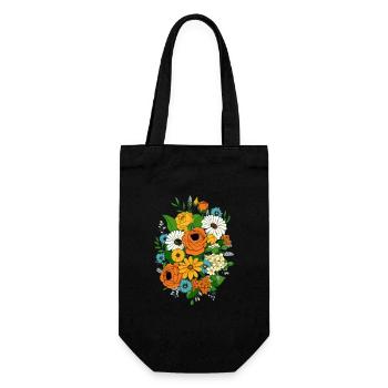 Composition florale type années 70 - Sac à bouteille - noir - Devant
