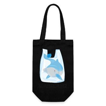 Bitte kein Plastik - Dolphin - Geschenkbeutel für Flaschen - Schwarz - Vorne