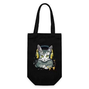 Jili the audiophile cat - Gift Bag for Bottles - black - Front