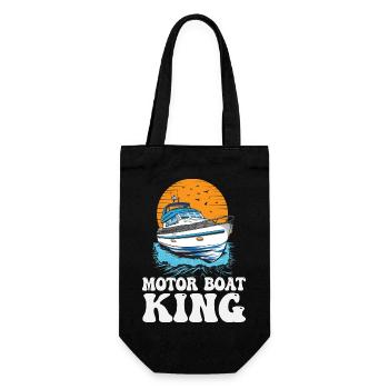 Pontooning Captain Motorboat King Funny Boat - Gift Bag for Bottles - black - Front