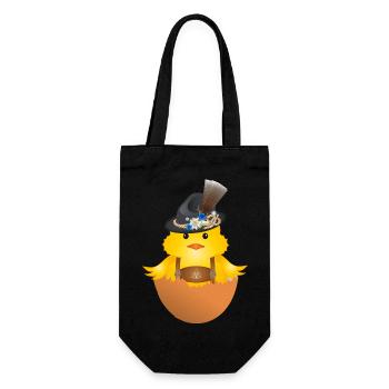 Chick with traditional hat and lederhosen in eggshell - Gift Bag for Bottles - black - Front