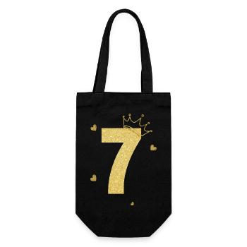 Goldene Krone zum 7-jährigen Jubiläum - Geschenkbeutel für Flaschen - Schwarz - Vorne