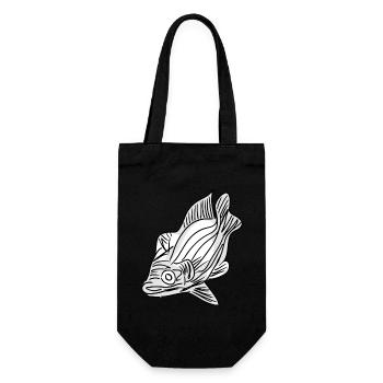 Poisson d’inspiration asiatique d’une ligne - Sac à bouteille - noir - Devant