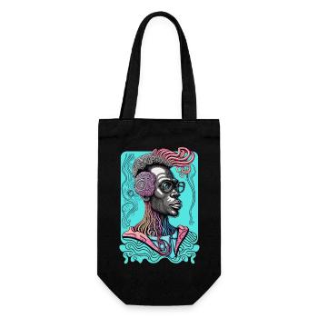 Ultra Cool and Futuristic Psychedelic Afro Man - Gift Bag for Bottles - black - Front