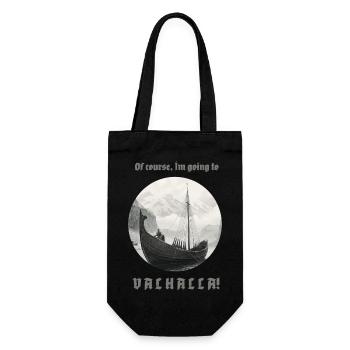 Le navire viking navigue vers Valhalla avec inscription - Sac à bouteille - noir - Devant