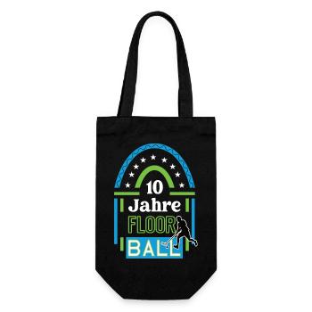 Floorball 10 Jahre Jubiläum Hockey Verein Spieler - Geschenkbeutel für Flaschen - Schwarz - Vorne