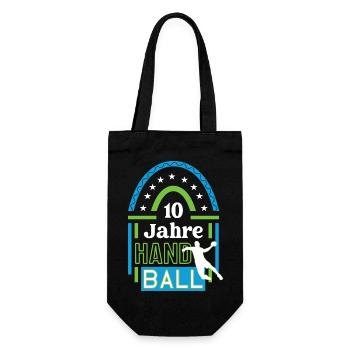 10 Jahre Handball Spiel Spieler Jubiläum Jubi 10th - Geschenkbeutel für Flaschen - Schwarz - Vorne