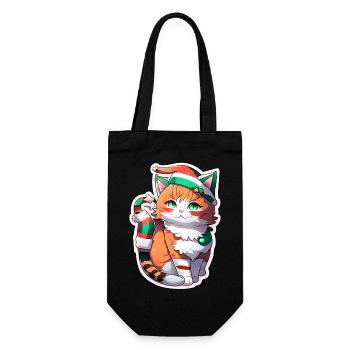 mignon petit chat de noel - Sac à bouteille - noir - Devant