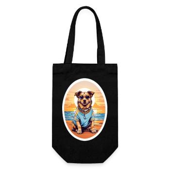 Chien sur la plage - Sac à bouteille - noir - Devant