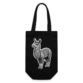 Schwarz-Weiß-Lama-Zeichnung mit Mustern - Geschenkbeutel für Flaschen - Schwarz - Vorne
