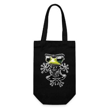 Lustiger schwebender Frosch mit Sonnenbrille - Geschenkbeutel für Flaschen - Schwarz - Vorne