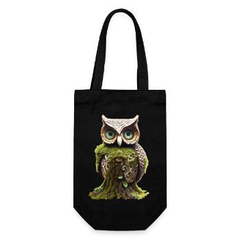 Wooden Owl - Gift Bag for Bottles - black - Front