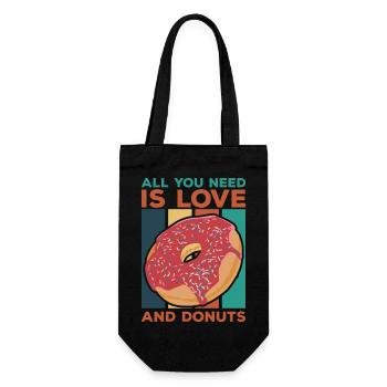 love and donuts - Gift Bag for Bottles - black - Front
