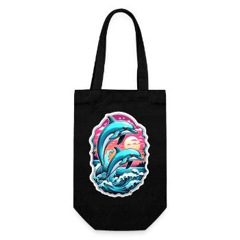dauphin et ocean - Sac à bouteille - noir - Devant