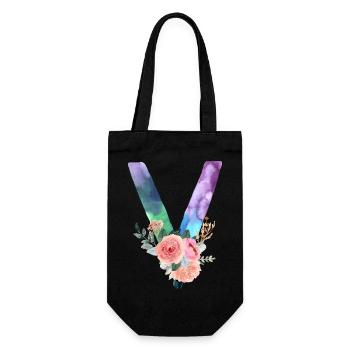 Lettre v watercolor - Sac à bouteille - noir - Devant