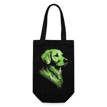 Golden Retriever Zeichnung Kopf grün - Geschenkbeutel für Flaschen - Schwarz - Vorne