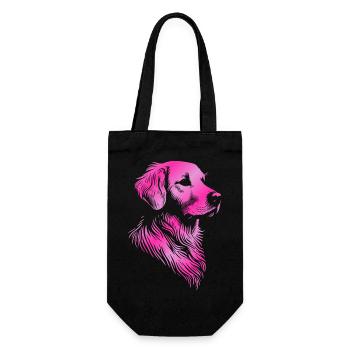 Golden Retriever Zeichnung Kopf pink - Geschenkbeutel für Flaschen - Schwarz - Vorne