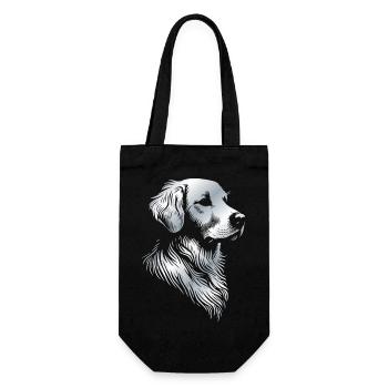 Golden Retriever Drawing Head Silver - Gift Bag for Bottles - black - Front
