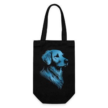 Golden Retriever Drawing Head Blue - Gift Bag for Bottles - black - Front