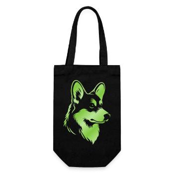 Corgi Drawing Dog Head Green - Gift Bag for Bottles - black - Front