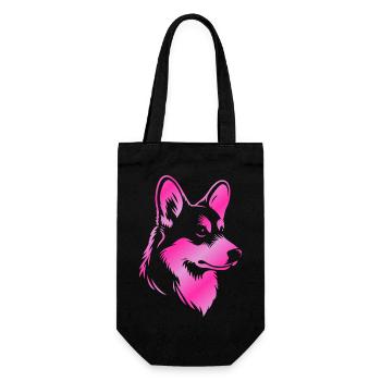 Corgi dessin tête de chien rose - Sac à bouteille - noir - Devant