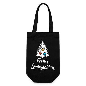 frohe weihnachten tannenbaum tanne icon Christbaum - Geschenkbeutel für Flaschen - Schwarz - Vorne