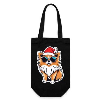 Zwergspitz Weihnachten Zeichnung - Geschenkbeutel für Flaschen - Schwarz - Vorne