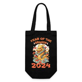 Year Of The Dragon Happy New Year 2024 Matching - Geschenkbeutel für Flaschen - Schwarz - Vorne