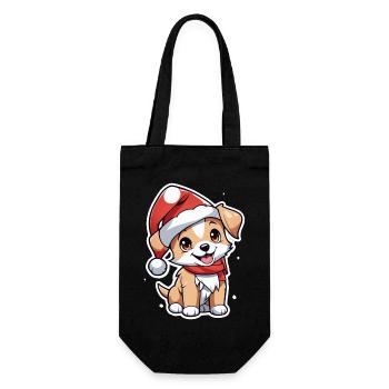 chien avec bonnet de noel - Sac à bouteille - noir - Devant