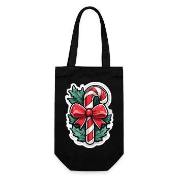 Zuckerstange Weihnachten Zeichnung - Geschenkbeutel für Flaschen - Schwarz - Vorne