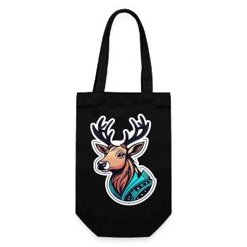 Reindeer Christmas Illustration - Gift Bag for Bottles - black - Front
