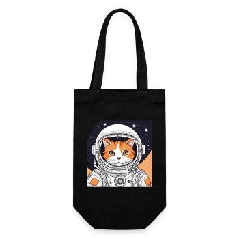 Astronauten-Katze - Geschenkbeutel für Flaschen - Schwarz - Vorne