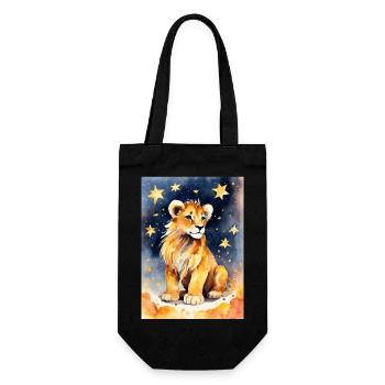 Sternzeichen Löwe - Geschenkbeutel für Flaschen - Schwarz - Vorne