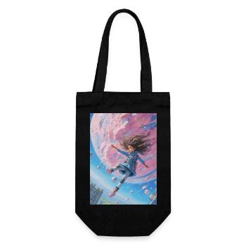 A girl falling into earth - Geschenkbeutel für Flaschen - Schwarz - Vorne
