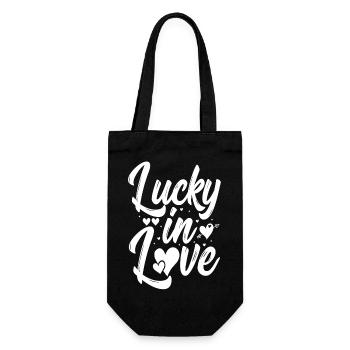 Love Happy Heart Card Valentine Vector Design Art - Gift Bag for Bottles - black - Front