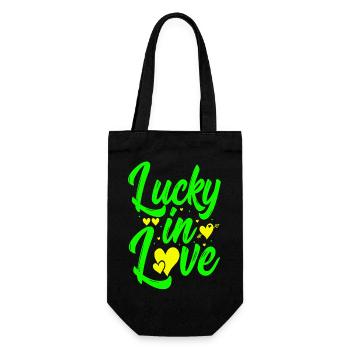 Love Happy Heart Card Valentine Vector Design Art - Gift Bag for Bottles - black - Front
