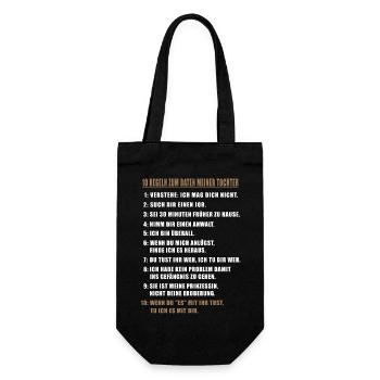 10 Regeln zum Daten meiner Tochter. Vater / Mutter - Geschenkbeutel für Flaschen - Schwarz - Vorne